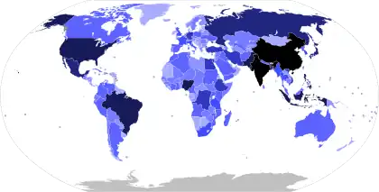 Carte des pays par population