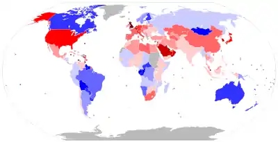Excédent ou déficit écologique national (2013).