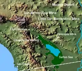 Carte de localisation des montagnes Little San Bernardino.