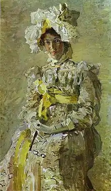 Mikhaïl Vroubel : Nadejda Zabela-Vroubel, L'épouse de l'artiste dans une robe de scène, 1898