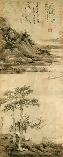 Hermite pêchant sur le lac Dongting, Wu Zhen (1280 — 1354),