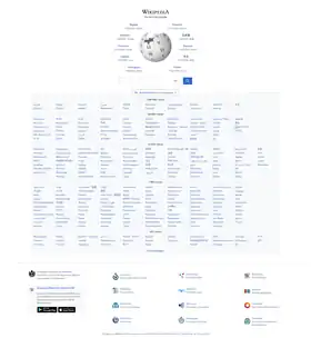 Détail du portail multilingue wikipedia.org, montrant les éditions de Wikipédia les plus fournies.