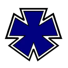 Insigne du XXII corpsL'insigne de la première division est un insigne identique en rouge, pour la deuxième division en blance sur fond bleu.