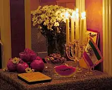 Table de Yalda avec la traditionnelle pastèque