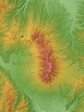 Relevé numérique de terrain des monts Yatsugataka avec le groupe volcanique méridional dans la moitié inférieure.