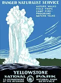 Affiche de 1938 faisant la promotion du parc national de Yellowstone.
