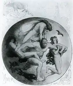 Ymir est tué par les fils de Bur, par Lorenz Frølich (1845).
