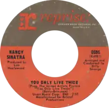 Description de l'image You Only Live Twice by Nancy Sinatra US single 1967.png.