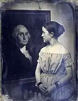 Jeune fille avec le portrait de George Washington, ca. 1850