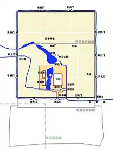 Plan de Dadu, capitale de l'empire mongol