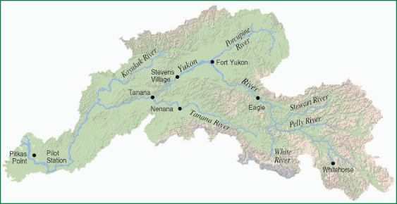 Carte du bassin du Yukon.