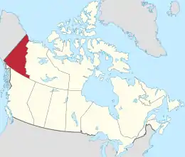Carte du Canada avec le Yukon en rouge
