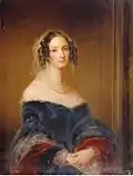 La princesse Zinaïda Ivanovna Ioussoupova (née Narychkina), seconde épouse du prince Boris Nikolaïevitch Ioussoupov, remariée par la suite au comte de Chauveau. Œuvre de la peintre Christina Robertson (vers 1840-1841).