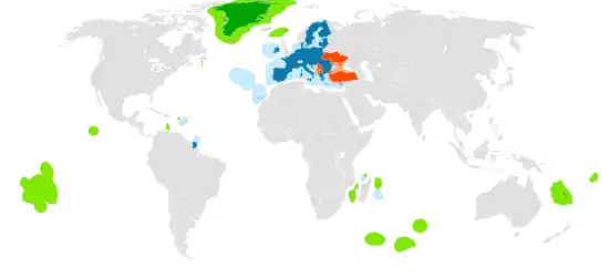 Carte de la ZEE partagée de l'UE dans le monde.