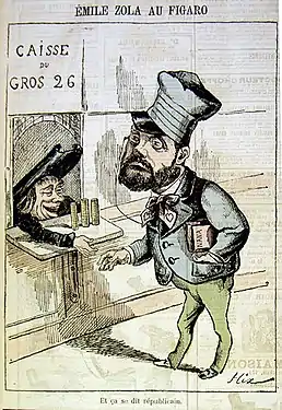Zola au Figaro, par Hix (1881)