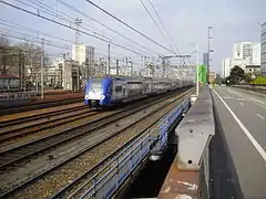 Une rame Z 26500 quittant la ligne droite vers la gare Montparnasse.