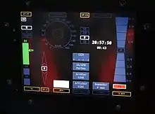 Vue d'un écran tactile de contrôle et de commande situé devant le conducteur.