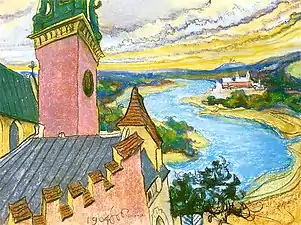 Courbes de la Vistule et le château du Wawel, 1904.