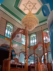 Intérieur de la synagogue de Zarzis, Tunisie.