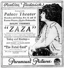 Description de l'image Zaza-newspaperadvert-1915.jpg.