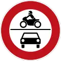 Le nouveau panneau "Interdits aux véhicules à moteur" (depuis 1992)