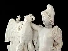 Détail du visage de Ganymède et de la tête de l'aigle