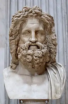 Zeus. Marbre, copie romaine d'après un original grec du IVe siècle av. J.-C.. Musées du Vatican.
