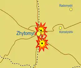 Description de l'image Zhytomyr Airport attack (2022).png.