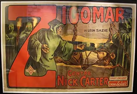 Affiche du film Zigomar contre Nick Carter.