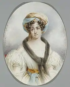 Portrait de la Zofia Zamoyska née Czartoryska (1780-1837), miniature, musée national de Varsovie.