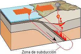 Schéma simplifié d'une zone de subduction.