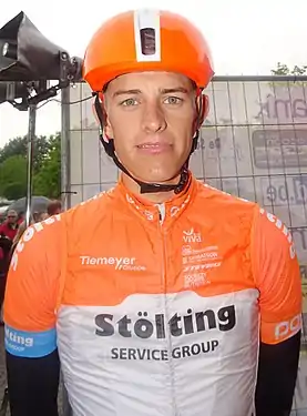 Nils Politt lors du départ du Grand Prix de la ville de Zottegem 2015.