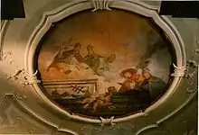 "Les Pères de l'Église occidentale", fresque 200cm x200cm ca, de Francesco Zugno (1709-1787), plafond de la bibliothèque du couvent "San Lazzaro degli Armeni" à Venise, 1740-41.