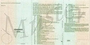 Recto ou verso du « certificat d’immatriculation partie I » allemand, état : 2007