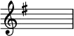 {\key g\major\override Staff.TimeSignature.stencil=##f \skip 1}\layout {indent = #0 line-width = #26 ragged-last = ##f}