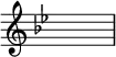 {\key bes\major\override Staff.TimeSignature.stencil=##f \skip 1}\layout {indent = #0 line-width = #26 ragged-last = ##f}