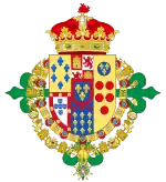 Description de l'image Coat of arms of Prince Carlos of Bourbon-Two Sicilies (1870-1949)-External Ornaments as Infante of Spain.svg.