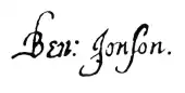 signature de Ben Jonson