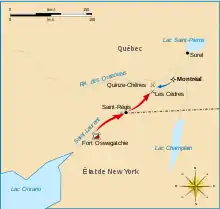 Carte montrant les mouvements précédant la bataille.