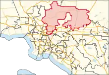 Description de l'image California's 28th congressional district in Greater Los Angeles (since 2023).svg.