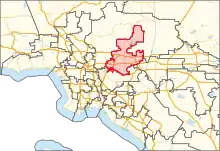 Description de l'image California's 31st congressional district in Greater Los Angeles (since 2023).svg.