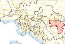 Description de l'image California's 39th congressional district in Greater Los Angeles (since 2023).svg.