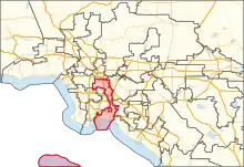 Description de l'image California's 42nd congressional district in Greater Los Angeles (since 2023).svg.