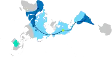 Description de l'image Global Camelid Distribution and Migration.svg.