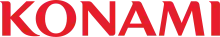 Logo de l’entreprise avec les caractères Konami en rouge.