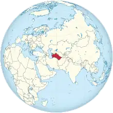 Description de l'image Turkmenistan on the globe (Turkmenistan centered).svg.