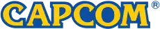 Logo de l’entreprise avec les caractères Capcom en jaune sur fond bleu.