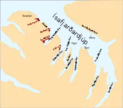 Carte de l'Ísafjarðardjúp.