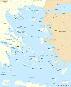 Carte de la mer Égée.