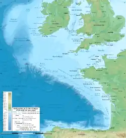 Carte bathymétrique du golfe de Gascogneet de ses abords.